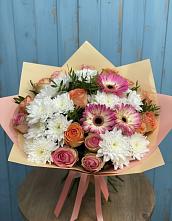 Букет цветов из:  Розы, Герберы и Хризантемы в Шаркан