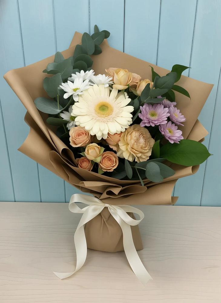 Букет цветов из: Герберы и Хризантемы в Шаркан