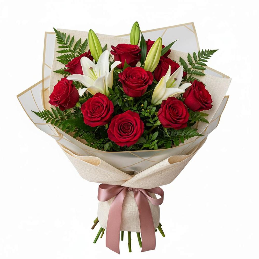 Букет цветов из: Лилии и Розы в Шаркан