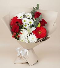 Букет цветов из:  Розы, Хризантемы, Герберы и Лилии в Шаркан