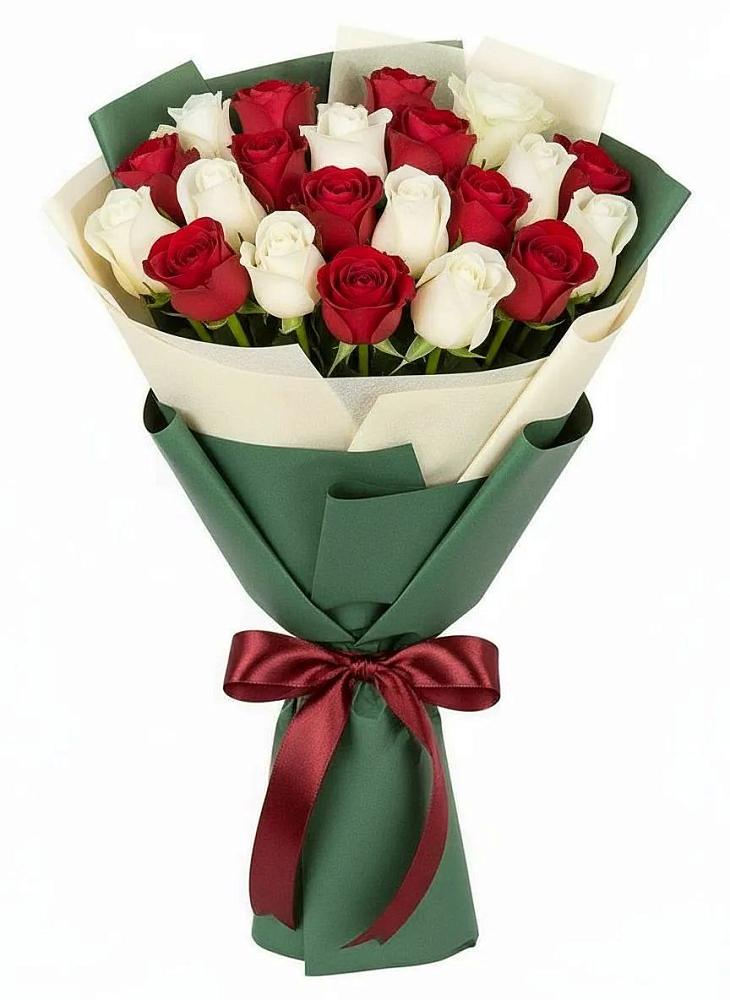 Букет Микс из красных и белых роз в Шаркан