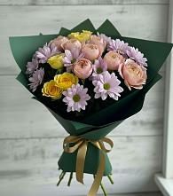 Букет цветов из:  Хризантемы и Розы в Шаркан