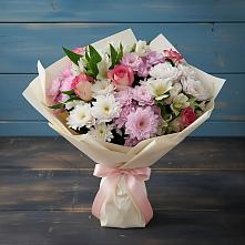 Букет цветов из:  Хризантемы, Альстромерии и Розы в Шаркан