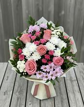 Букет цветов из:  Альстромерии, Гвоздики, Розы и Хризантемы в Шаркан