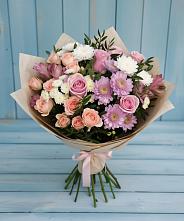 Букет цветов из:  Хризантемы, Розы и Альстромерии #REPLACE_PRED# Шаркан