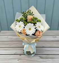 Букет цветов из:  Герберы, Розы и Хризантемы в Шаркан