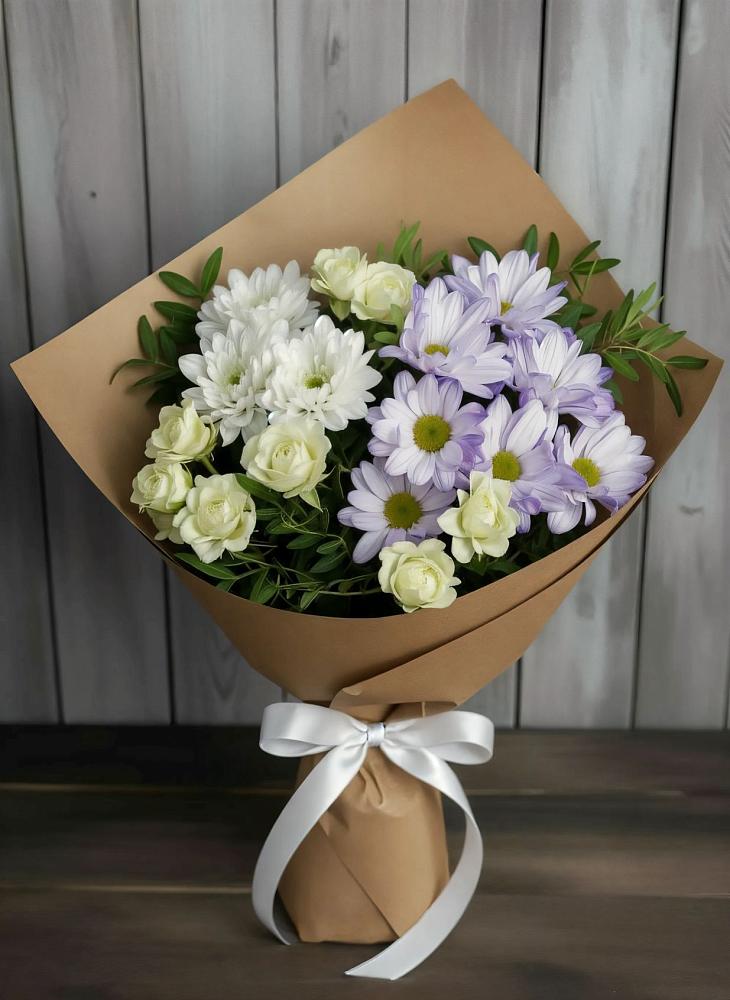 Букет цветов из: Хризантемы и Розы в Шаркан