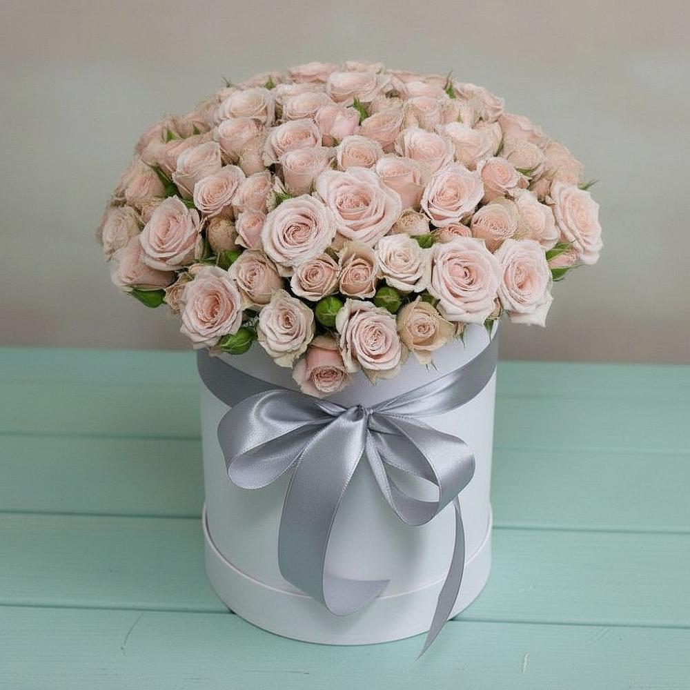 Цветочная композиция из Розы в шляпной коробке в Шаркан